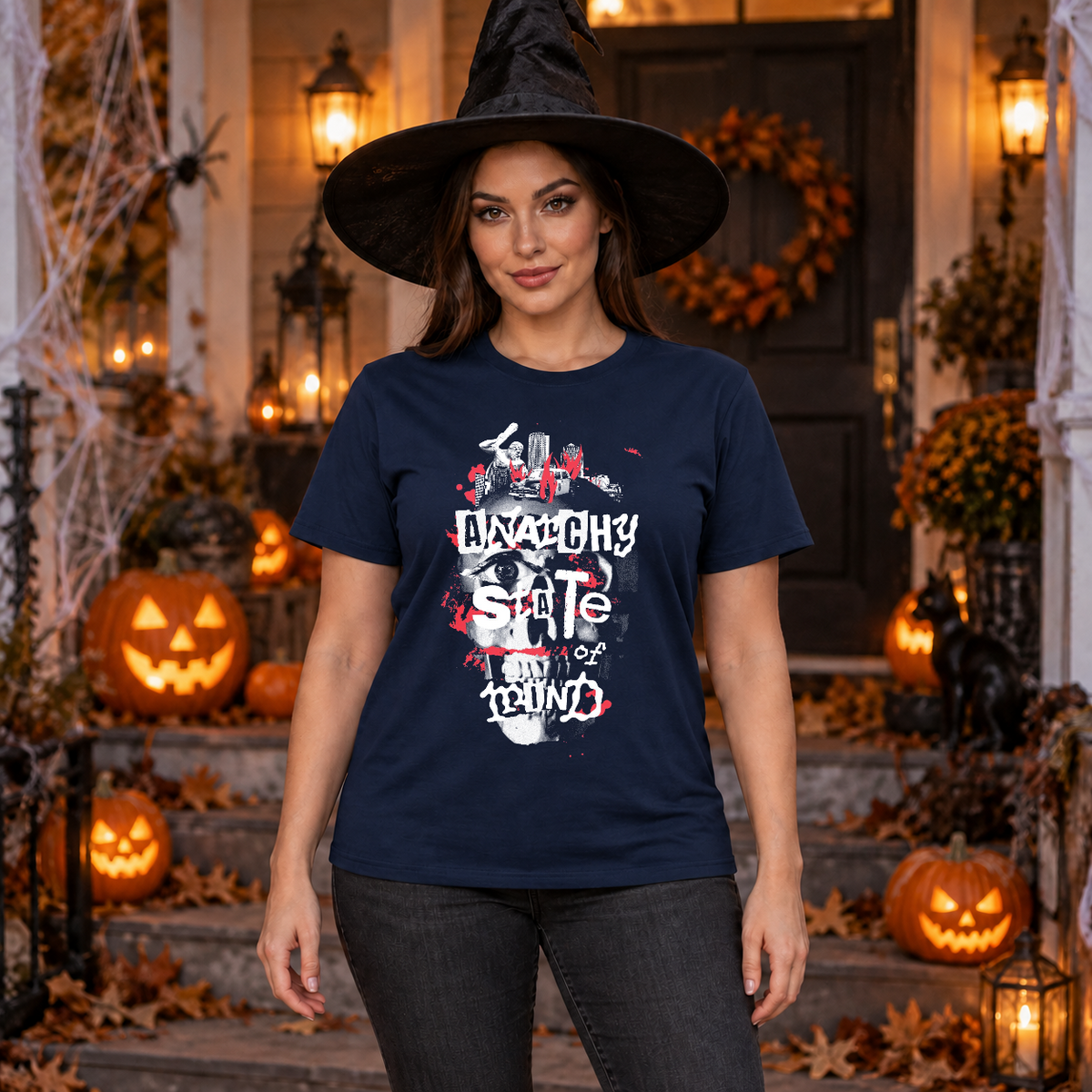 Anarchy State of Mind T-Shirt – Punk Rock Streetwear Graphic Graphic Tee - Color: navy