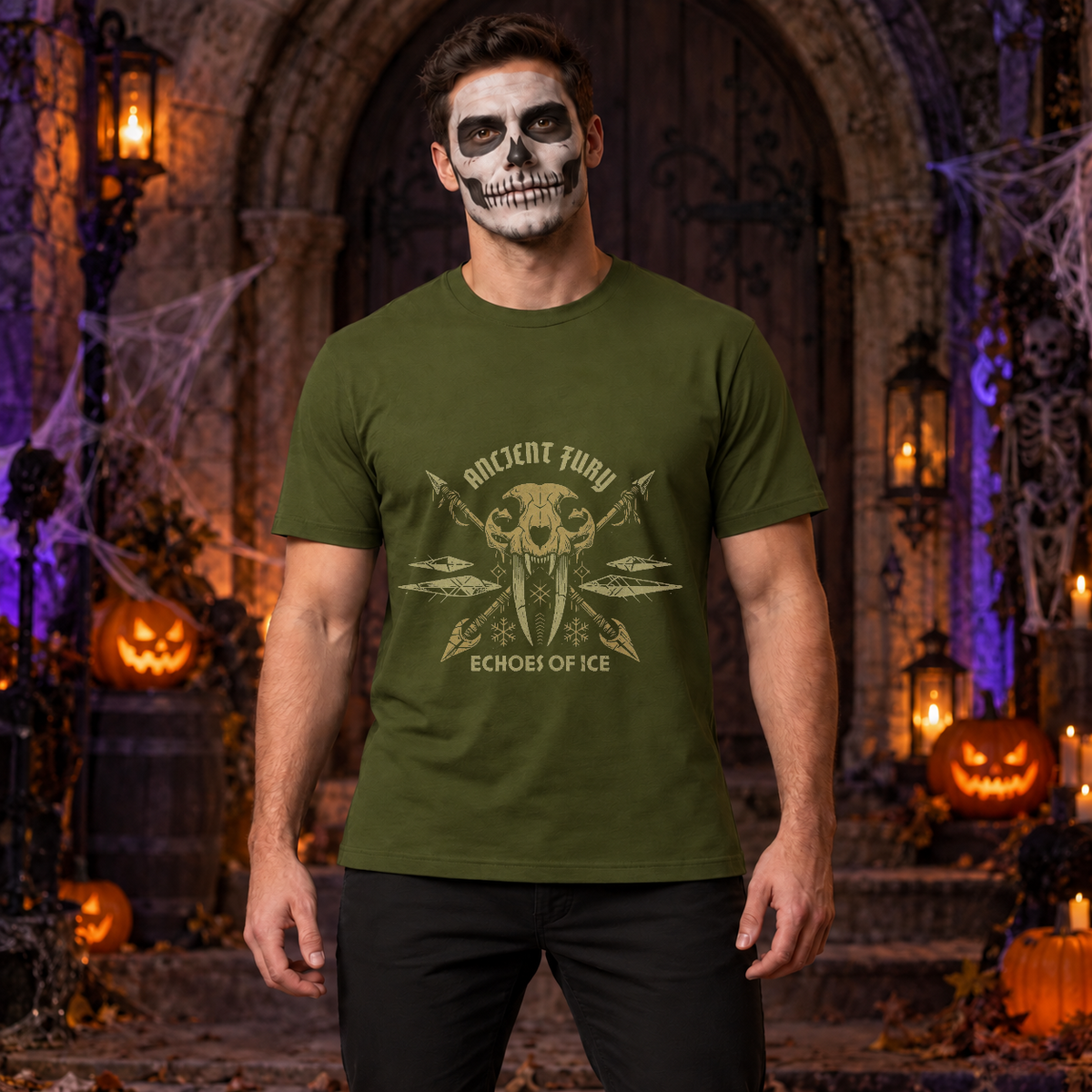 Ancient Fury T-Shirt – Dark Editorial Graphic Design Graphic Tee - Color: military green