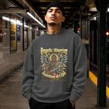 Angelic Warrior Guardian of Light Sweatshirt – Gothic Streetwear Poster Graphic Sweatshirt - Color: dark heather