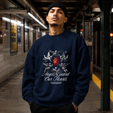 Angels Guard Our Hearts Cherub Sweatshirt – Religious Imagery Collage Graphic Sweatshirt - Color: navy