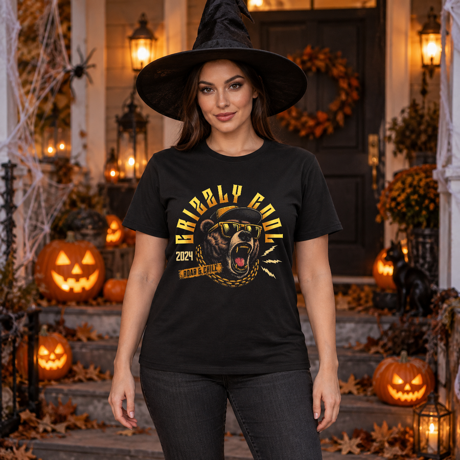 Angry bear grizzly T-Shirt – Animal Streetwear Graphic Graphic Tee - Color: black