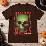 Angry Skulls T-Shirt – Skull & Reaper Gothic Graphic Graphic Tee - Color: chocolate