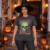 Angry Skulls T-Shirt – Skull & Reaper Gothic Graphic Graphic Tee - Color: dark heather