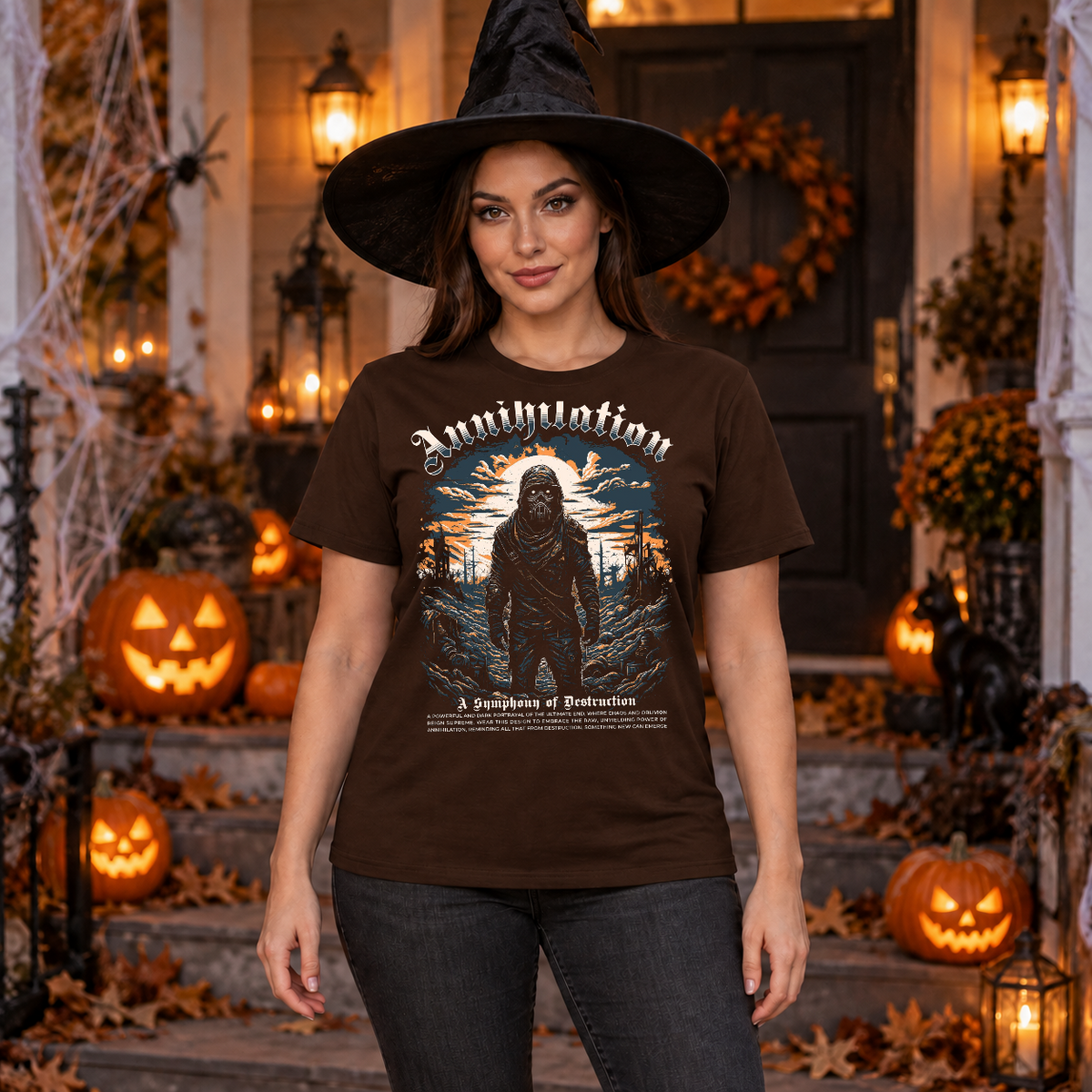 Annihilation T-Shirt – Dark Editorial Graphic Design Graphic Tee - Color: chocolate