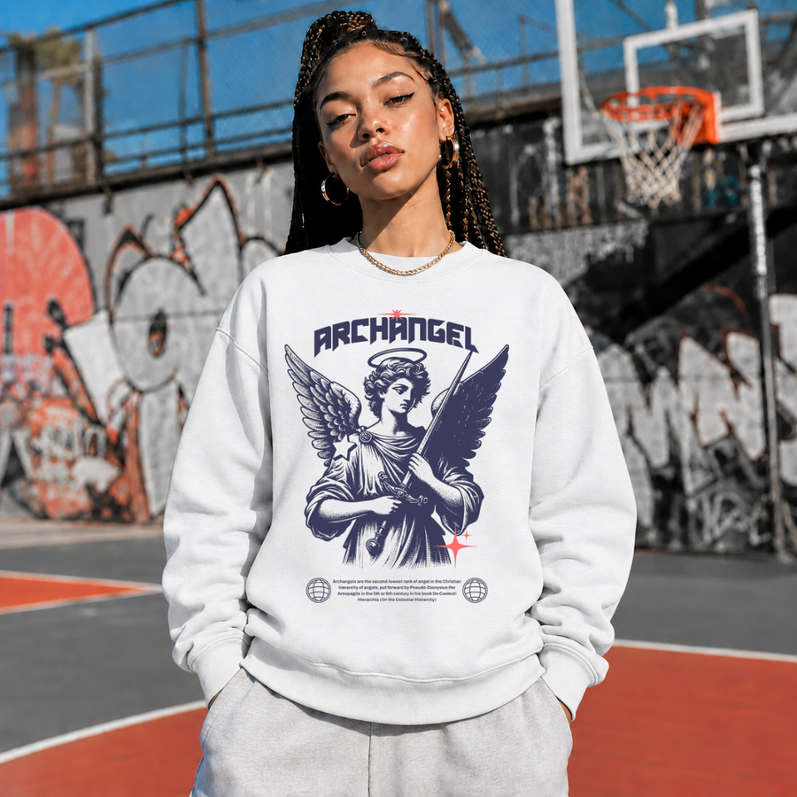 Archangel Renaissance Angel Sweatshirt – Dark Art / Renaissance Aesthetic Graphic Sweatshirt - Color: ash