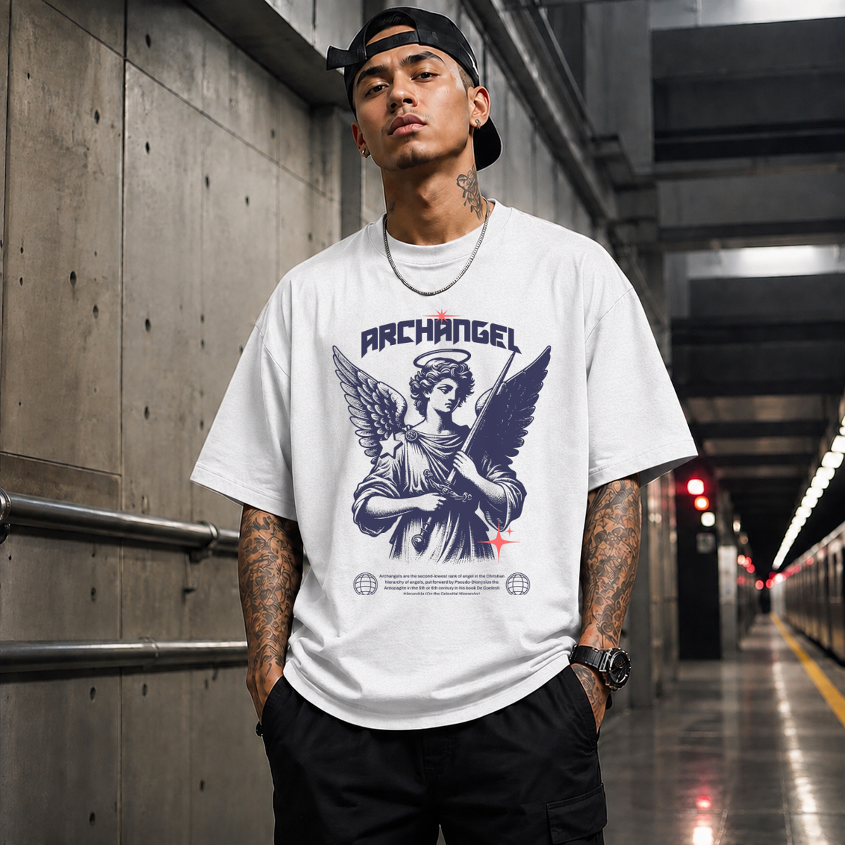 Archangel Renaissance Angel T-Shirt – Dark Art / Renaissance Aesthetic Graphic Tee - Color: ash