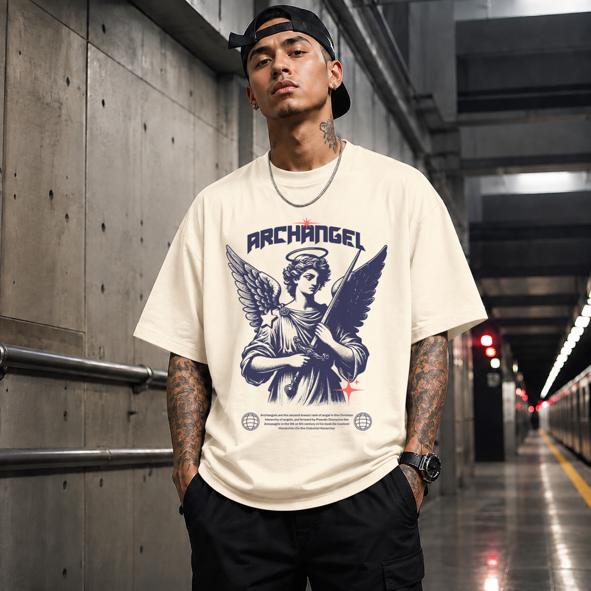 Archangel Renaissance Angel T-Shirt – Dark Art / Renaissance Aesthetic Graphic Tee - Color: natural