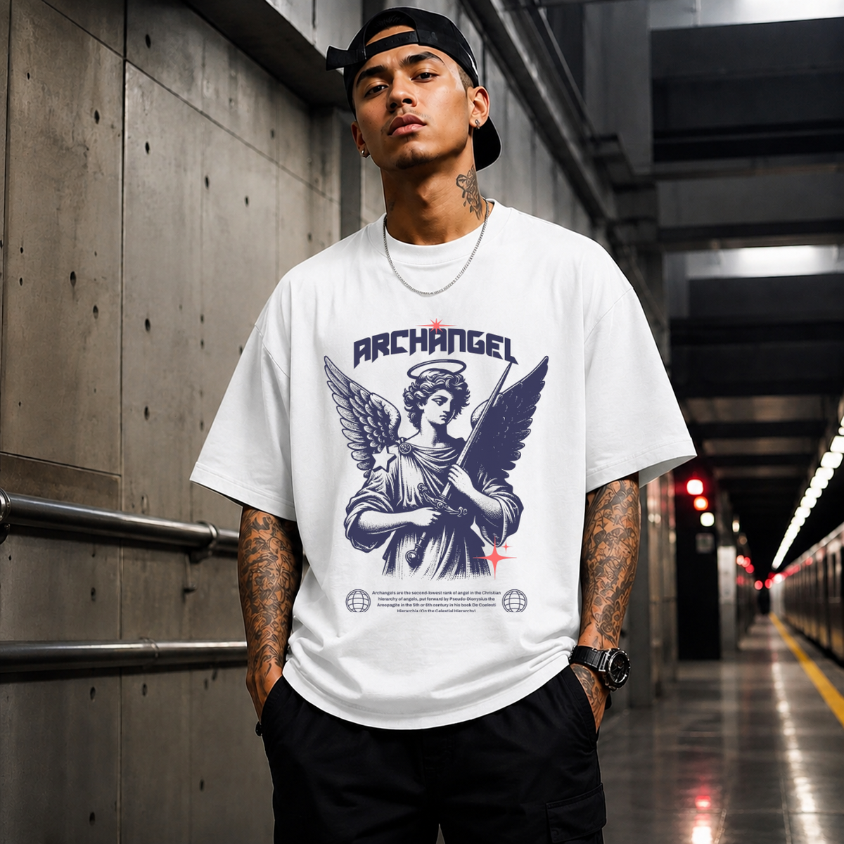 Archangel Renaissance Angel T-Shirt – Dark Art / Renaissance Aesthetic Graphic Tee - Color: white
