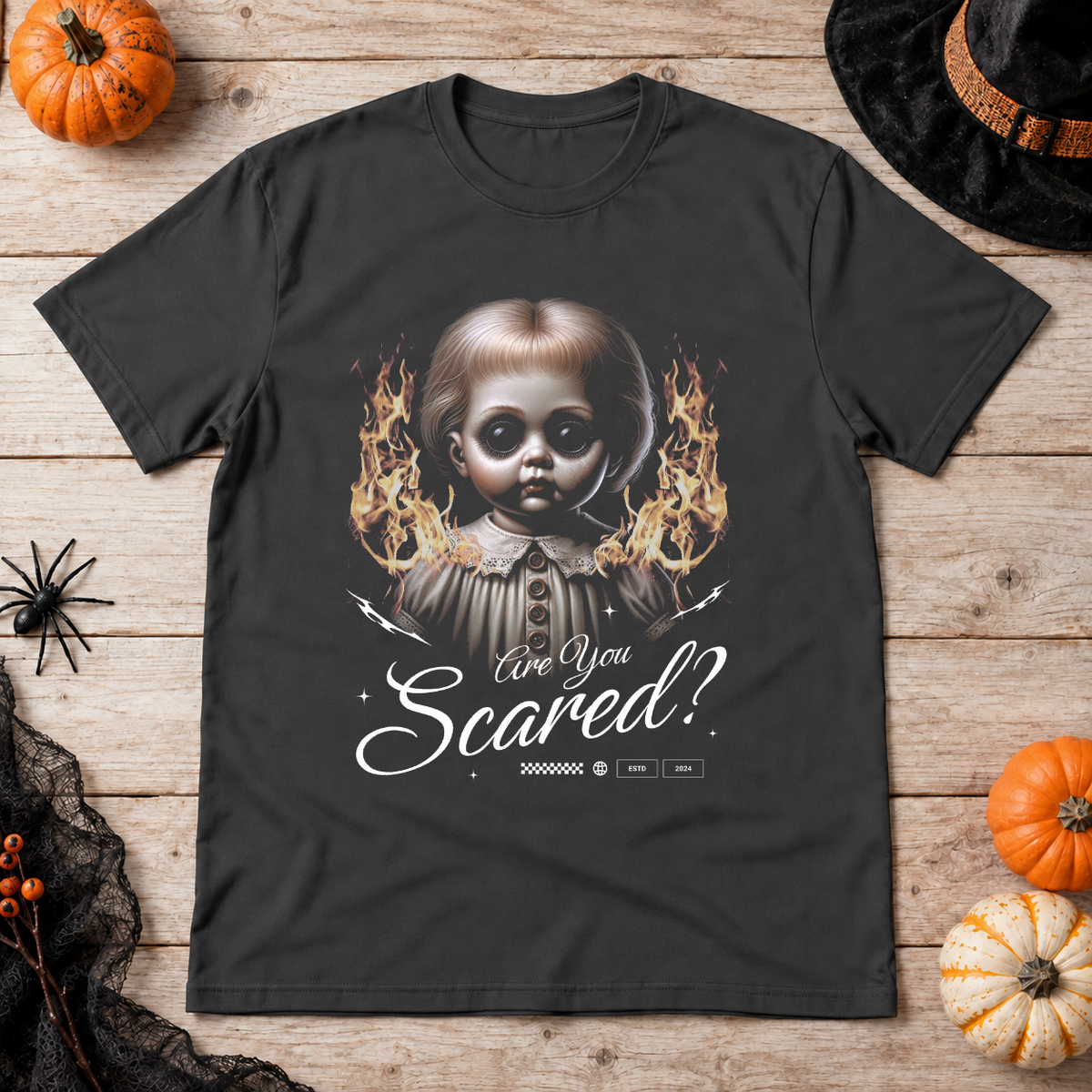 Are You Scared T-Shirt – Dark Streetwear Graphic Design Graphic Tee - Color: charcoal