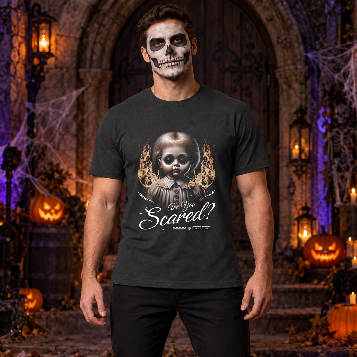 Are You Scared T-Shirt – Dark Streetwear Graphic Design Graphic Tee - Color: charcoal