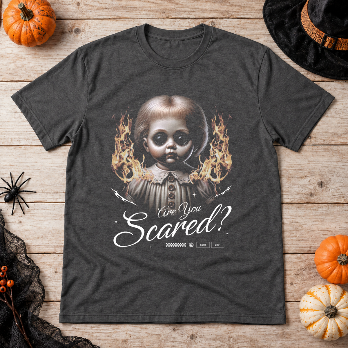 Are You Scared T-Shirt – Dark Streetwear Graphic Design Graphic Tee - Color: dark heather