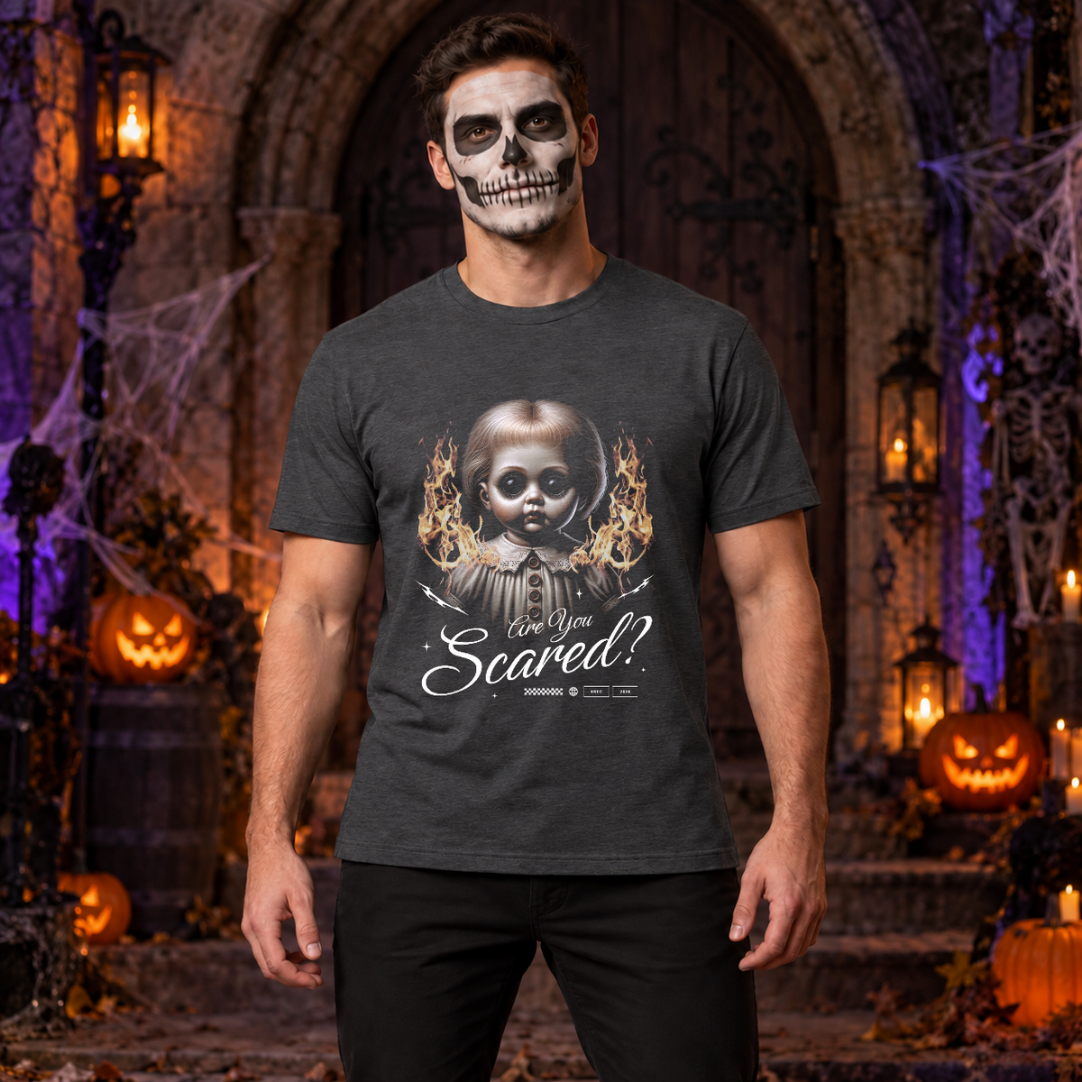 Are You Scared T-Shirt – Dark Streetwear Graphic Design Graphic Tee - Color: dark heather