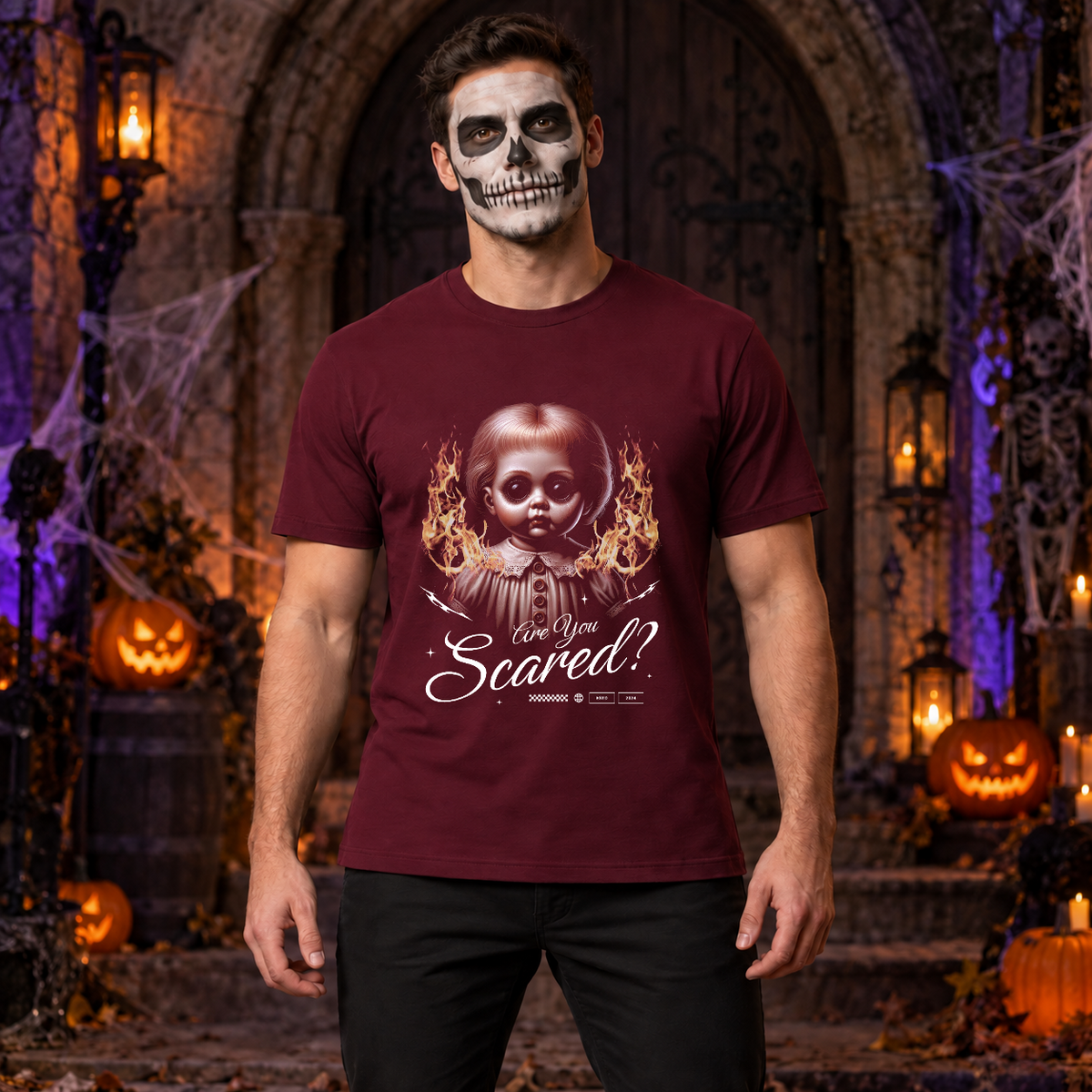 Are You Scared T-Shirt – Dark Streetwear Graphic Design Graphic Tee - Color: maroon