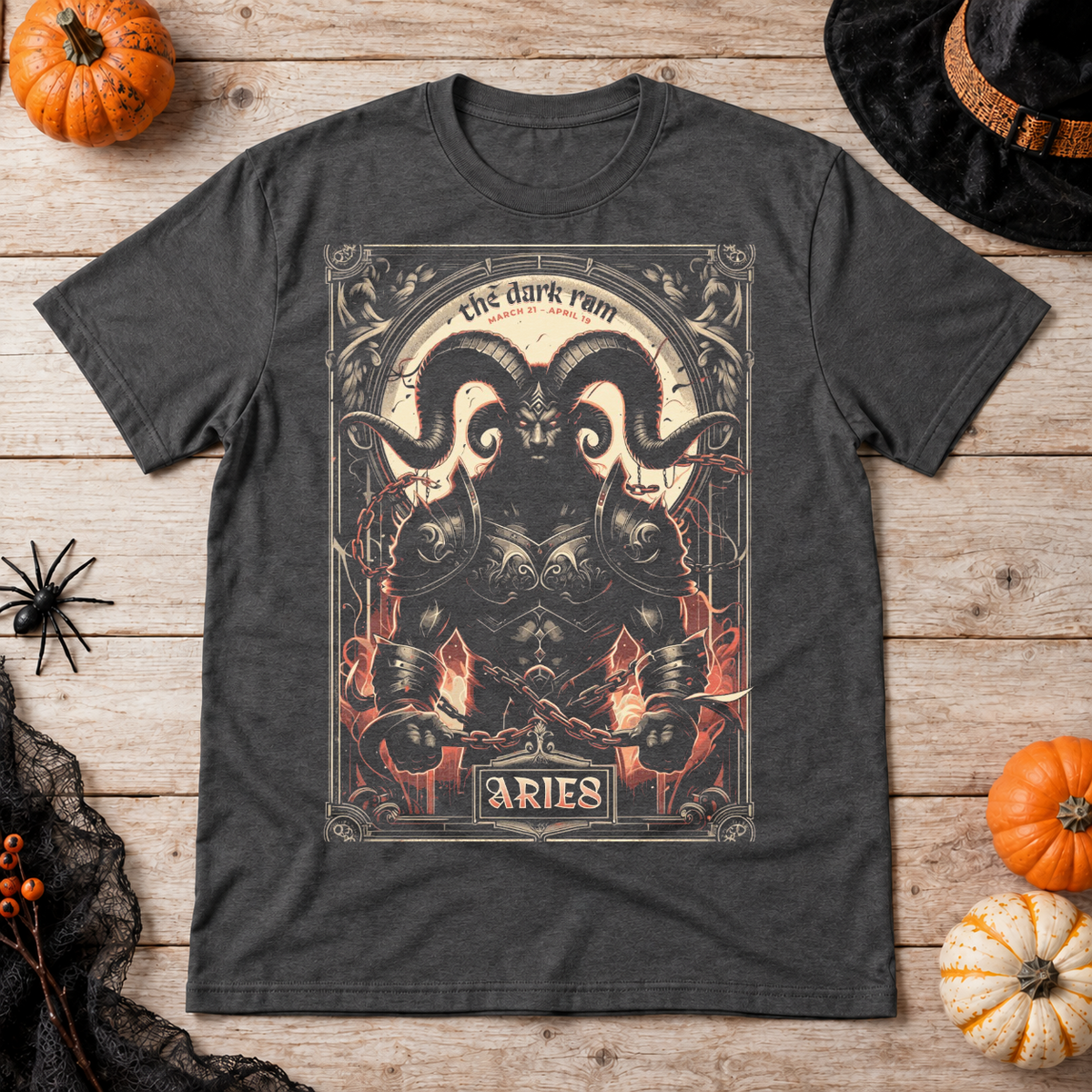 Aries T-Shirt – Dark Editorial Graphic Design Graphic Tee - Color: dark heather