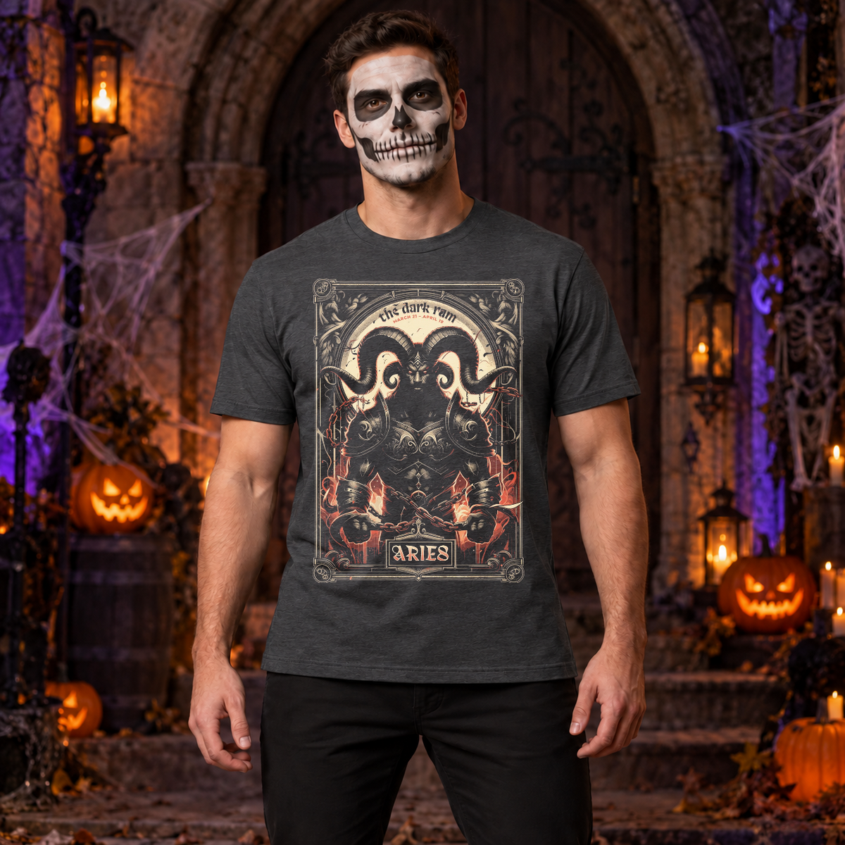 Aries T-Shirt – Dark Editorial Graphic Design Graphic Tee - Color: dark heather