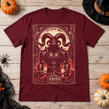 Aries T-Shirt – Dark Editorial Graphic Design Graphic Tee - Color: maroon