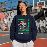 Artemis Olympus Sweatshirt – Religious Imagery Collage Graphic Sweatshirt - Color: navy