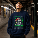 Artemis Olympus Sweatshirt – Religious Imagery Collage Graphic Sweatshirt - Color: navy
