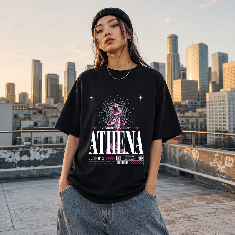 Athena Captain of Wisdom T-Shirt – Vintage Y2K / Acid Graphic Streetwear Tee - Color: Black