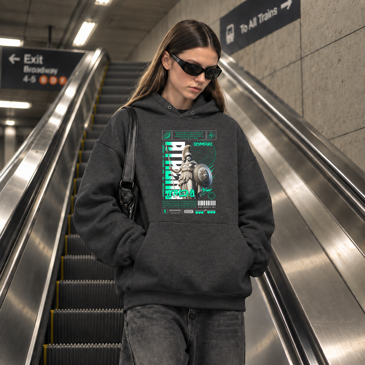 Athena Olympus Shield Hoodie – Dark Art / Renaissance Aesthetic Graphic Hoodie - Color: dark heather