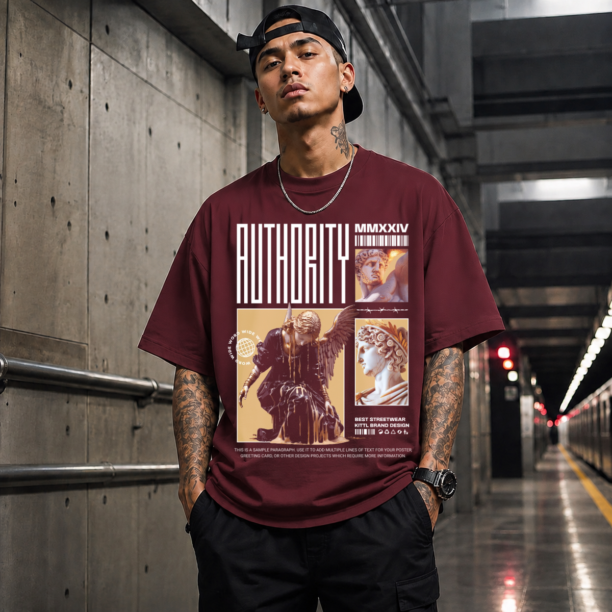 Authority Bust T-Shirt – Dark Art / Renaissance Aesthetic Graphic Tee - Color: Maroon