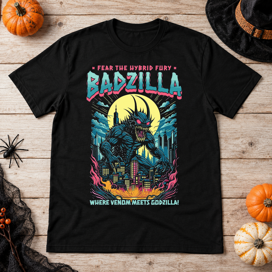 Badzilla T-Shirt – Dark Editorial Graphic Design Graphic Tee - Color: black