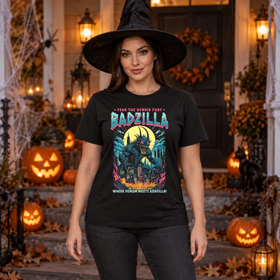 Badzilla T-Shirt – Dark Editorial Graphic Design Graphic Tee - Color: black