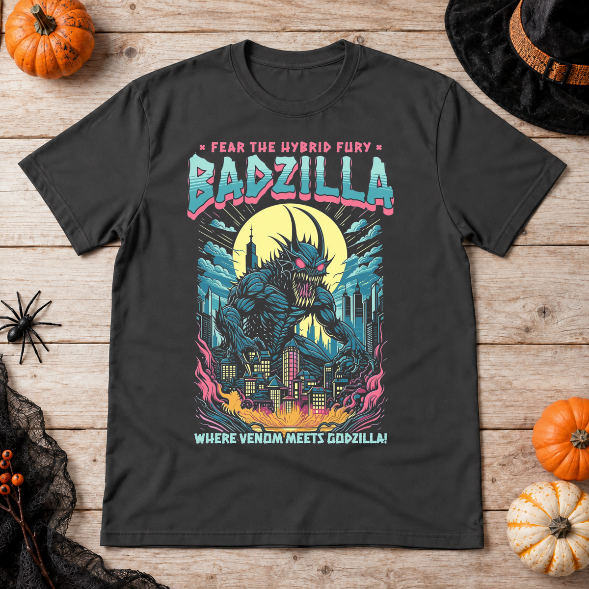Badzilla T-Shirt – Dark Editorial Graphic Design Graphic Tee - Color: charcoal
