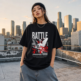 Battle God Angel T-Shirt – Gothic Streetwear Poster Graphic Tee - Color: Black