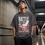 Battle God Angel T-Shirt – Gothic Streetwear Poster Graphic Tee - Color: Charcoal