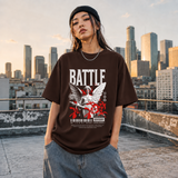 Battle God Angel T-Shirt – Gothic Streetwear Poster Graphic Tee - Color: Dark Chocolate