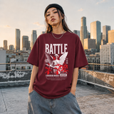 Battle God Angel T-Shirt – Gothic Streetwear Poster Graphic Tee - Color: Maroon