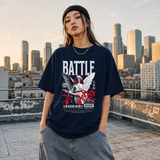 Battle God Angel T-Shirt – Gothic Streetwear Poster Graphic Tee - Color: Navy