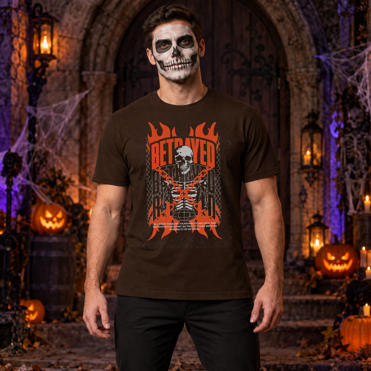 Betrayed T-Shirt – Dark Editorial Graphic Design Graphic Tee - Color: chocolate