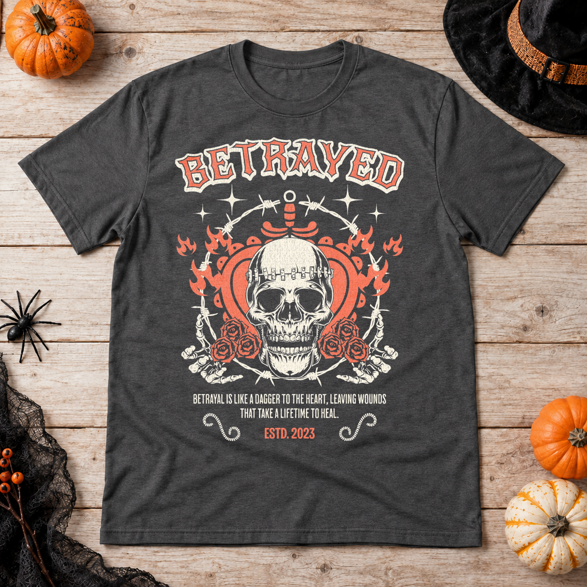 Betrayed T-Shirt – Dark Editorial Graphic Design Graphic Tee - Color: dark heather