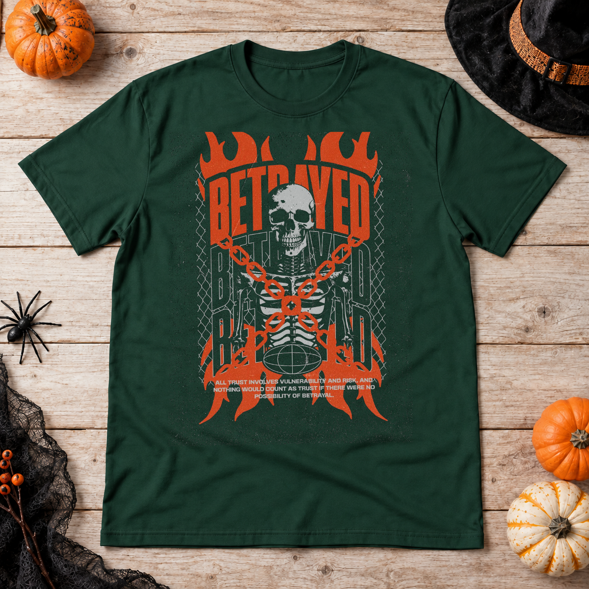 Betrayed T-Shirt – Dark Editorial Graphic Design Graphic Tee - Color: forest green
