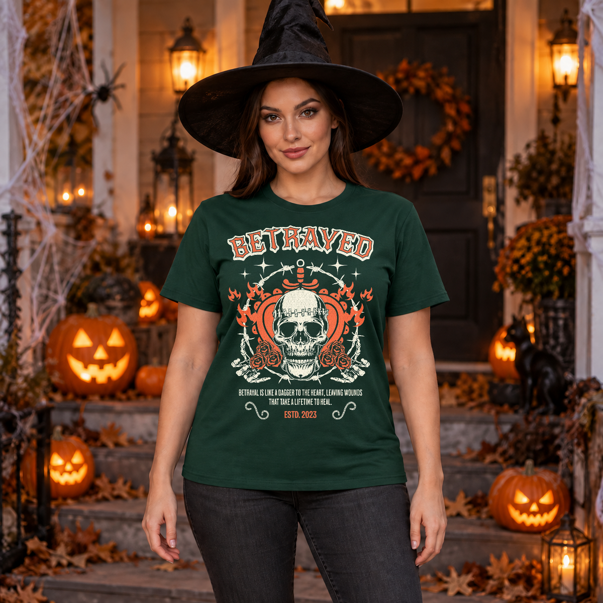 Betrayed T-Shirt – Dark Editorial Graphic Design Graphic Tee - Color: forest green