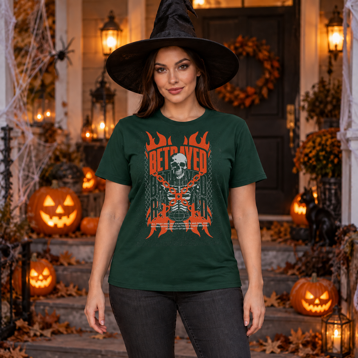 Betrayed T-Shirt – Dark Editorial Graphic Design Graphic Tee - Color: forest green