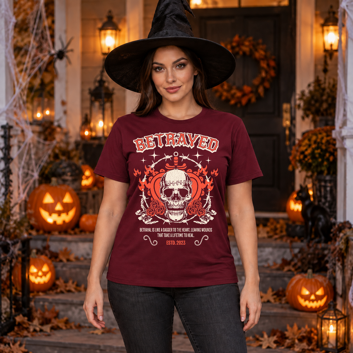 Betrayed T-Shirt – Dark Editorial Graphic Design Graphic Tee - Color: maroon