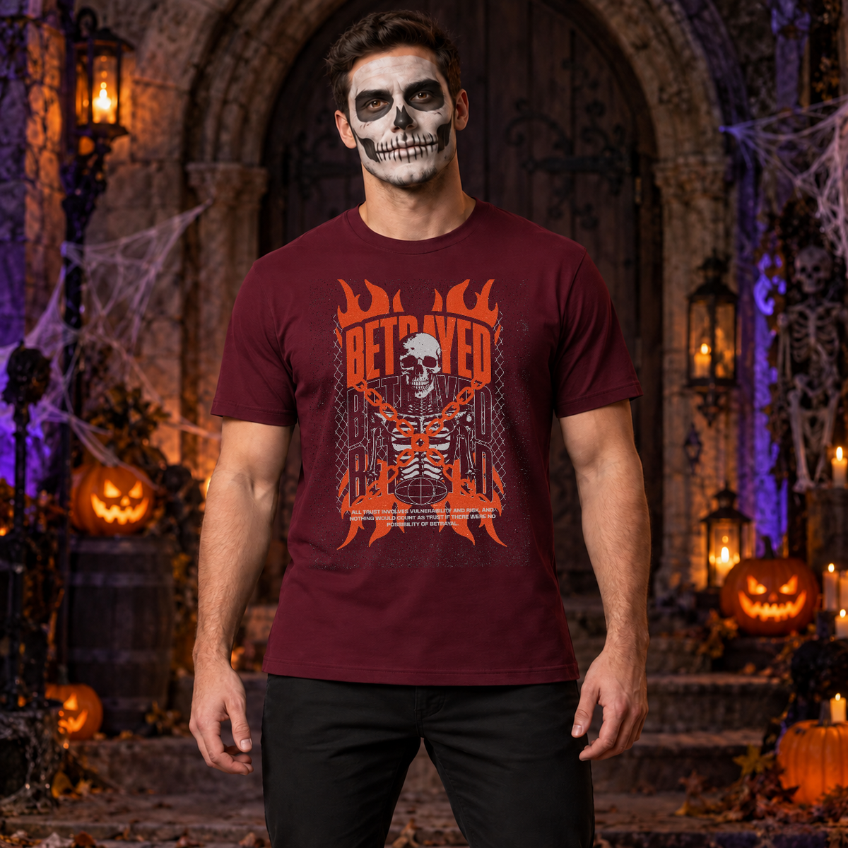 Betrayed T-Shirt – Dark Editorial Graphic Design Graphic Tee - Color: maroon
