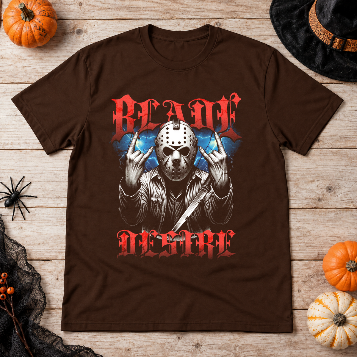 Blade Desire T-Shirt – Dark Editorial Graphic Design Graphic Tee - Color: chocolate