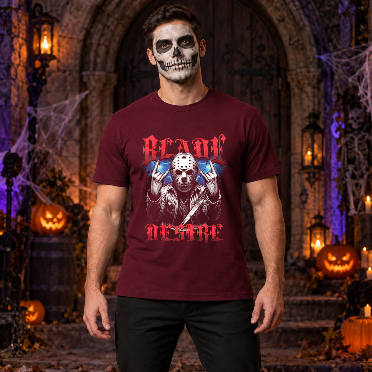 Blade Desire T-Shirt – Dark Editorial Graphic Design Graphic Tee - Color: maroon