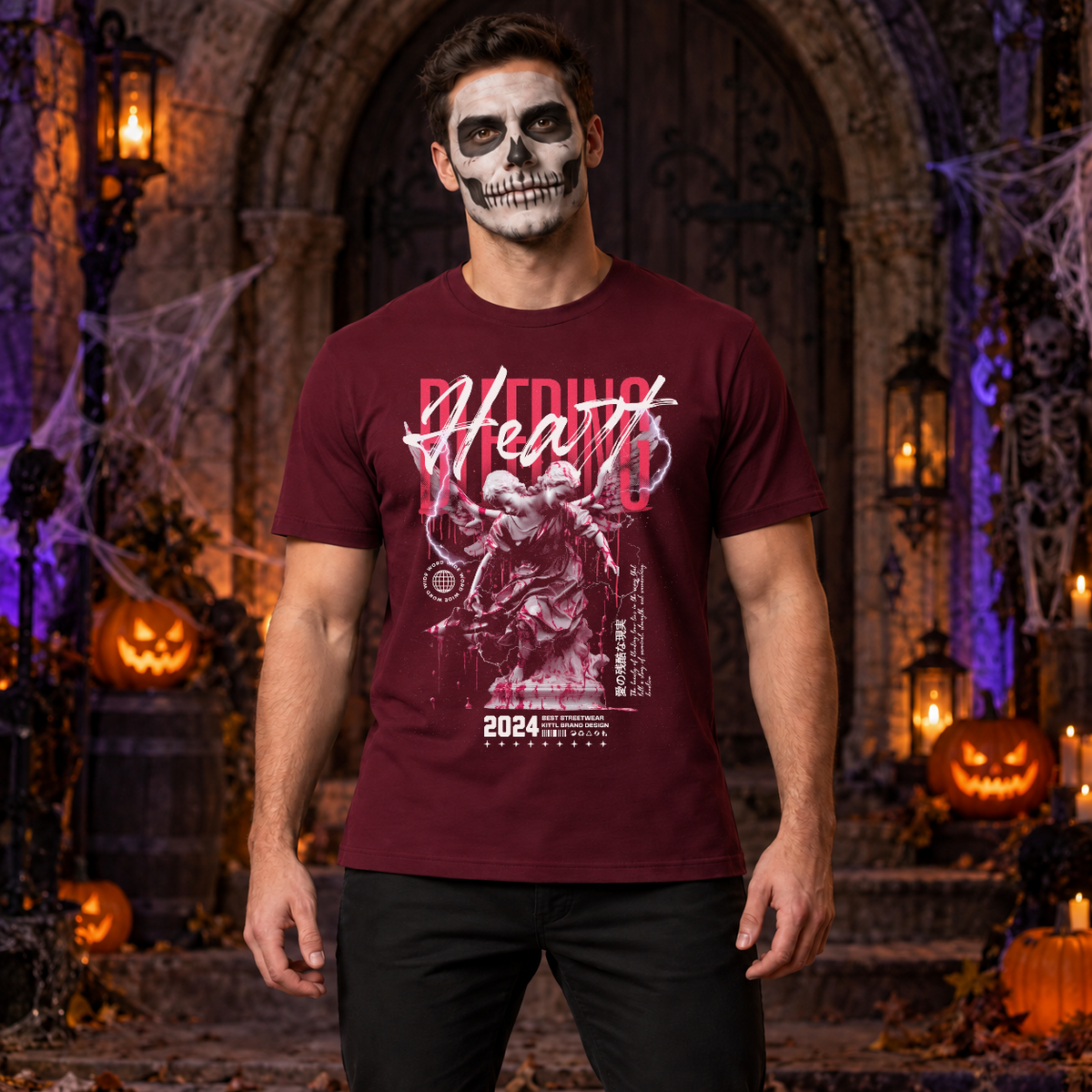 Bleeding Heart T-Shirt – Dark Editorial Graphic Design Graphic Tee - Color: maroon