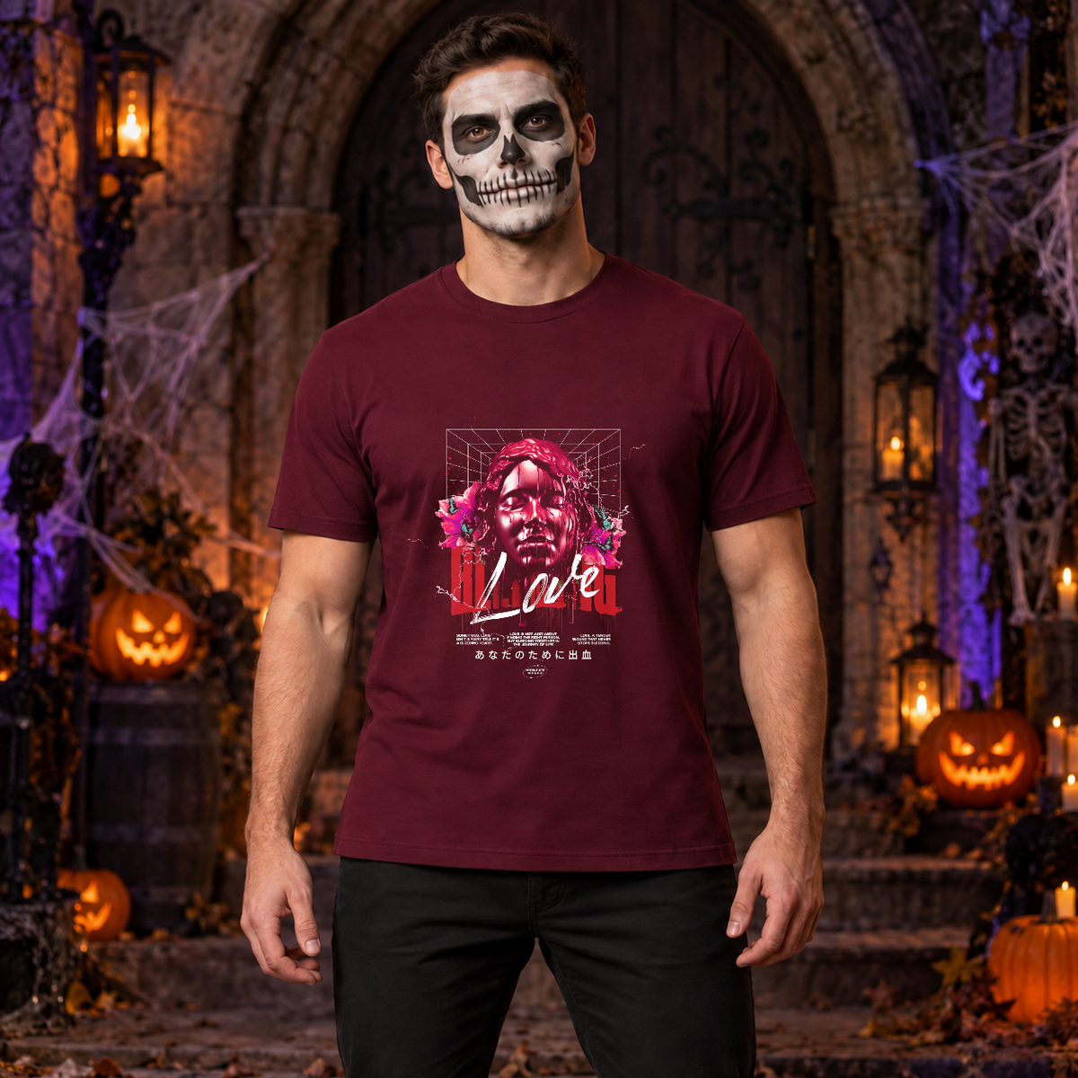 Bleeding Love T-Shirt – Dark Editorial Graphic Design Graphic Tee - Color: maroon