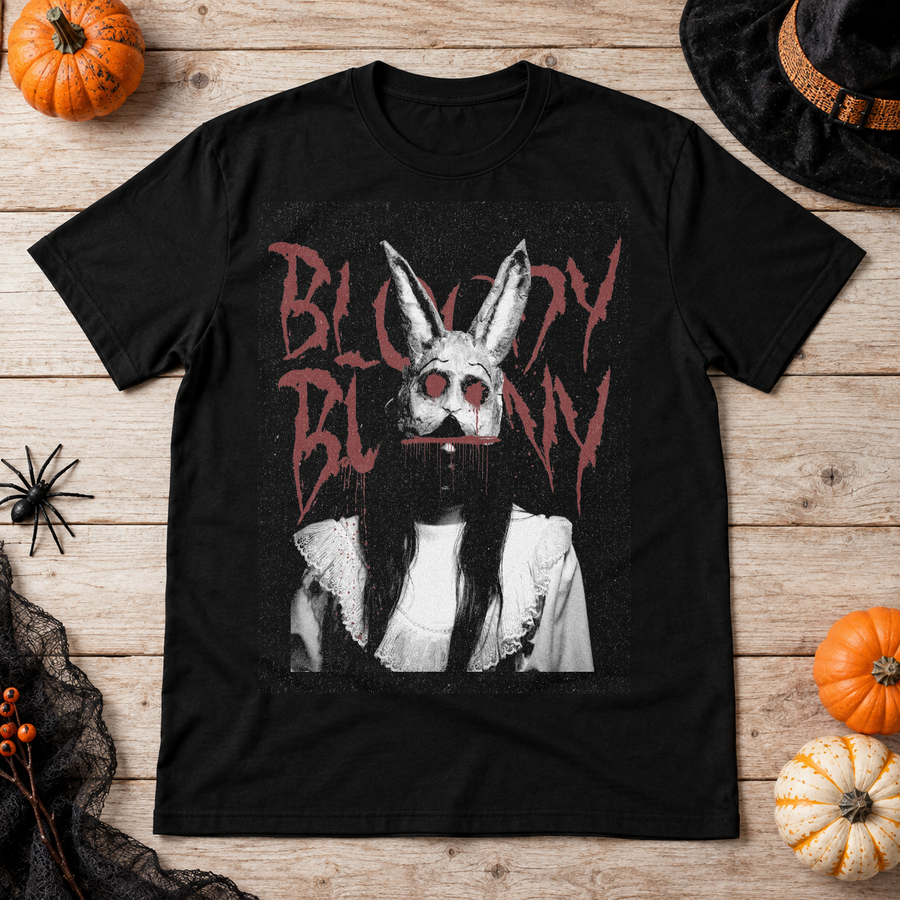 Bloody Bunny T-Shirt – Skull & Reaper Gothic Graphic Graphic Tee - Color: black
