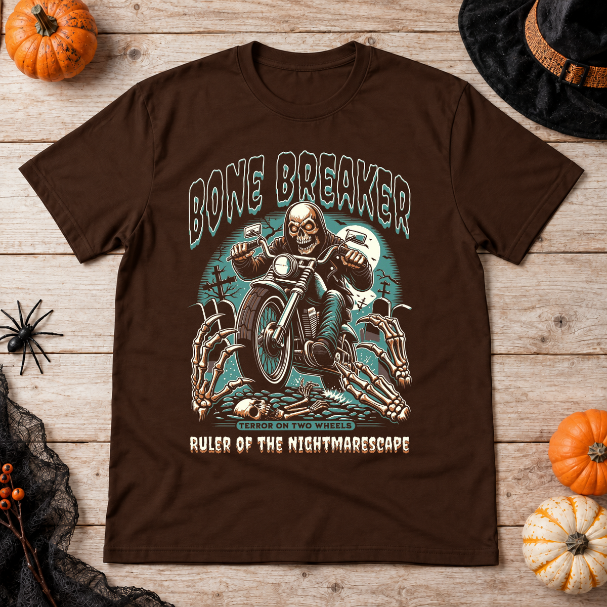 Bone Breaker T-Shirt – Dark Editorial Graphic Design Graphic Tee - Color: chocolate