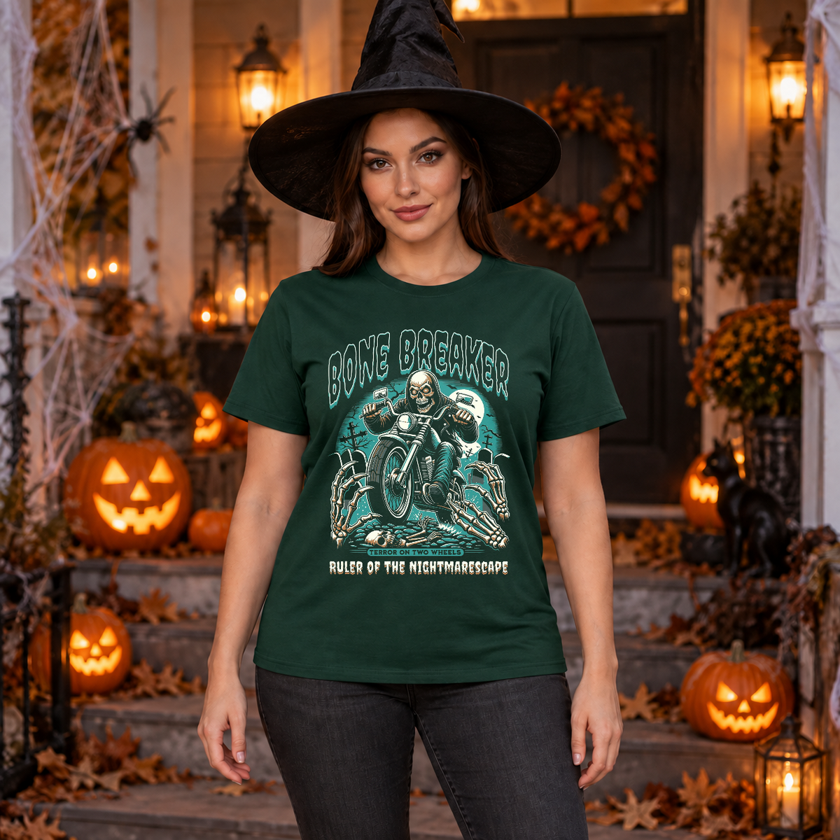 Bone Breaker T-Shirt – Dark Editorial Graphic Design Graphic Tee - Color: forest green
