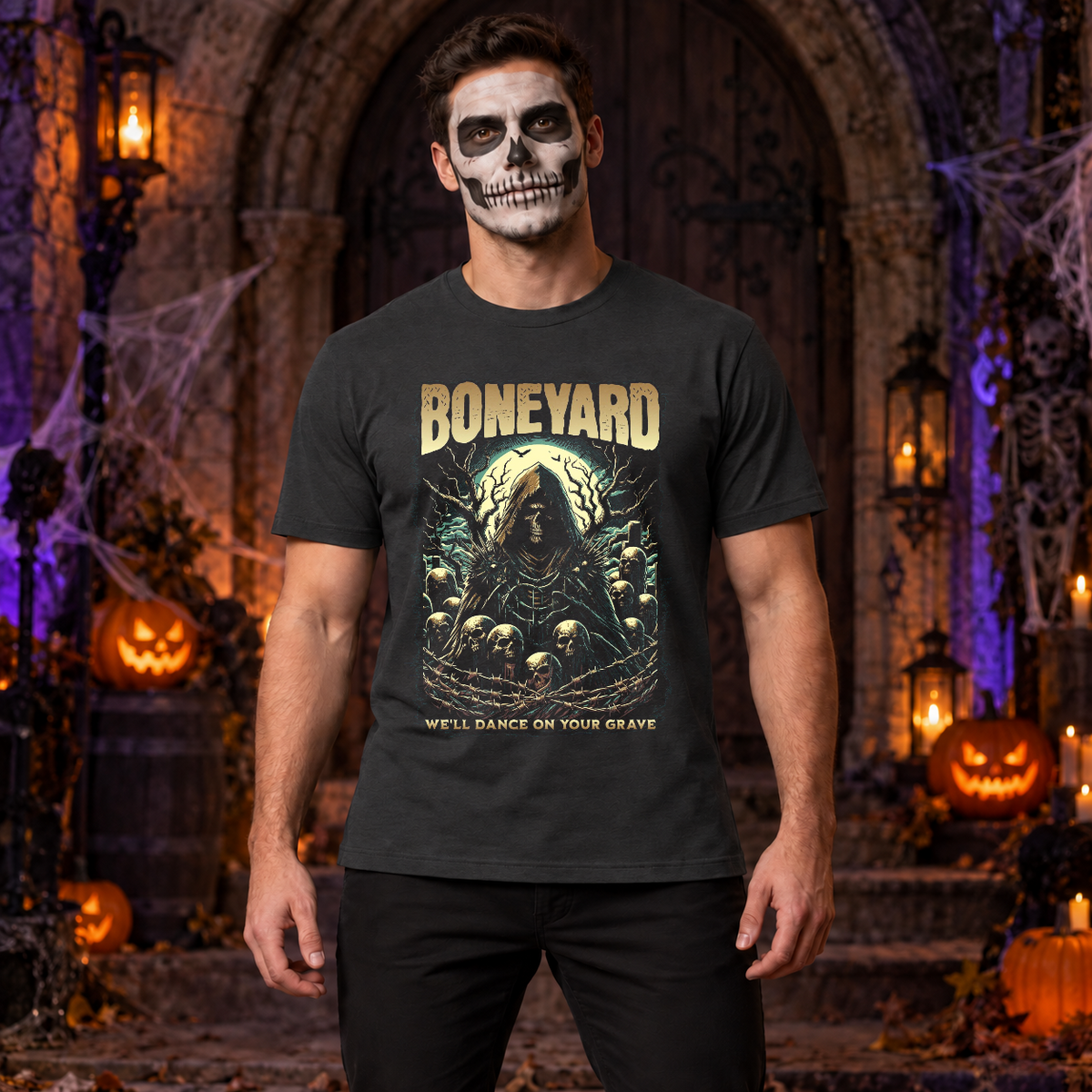 Boneyard T-Shirt – Dark Editorial Graphic Design Graphic Tee - Color: charcoal