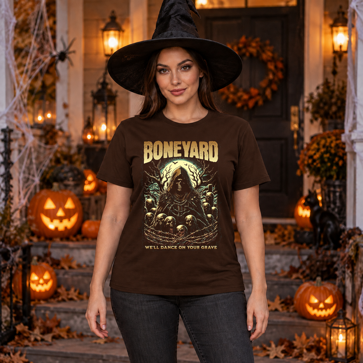 Boneyard T-Shirt – Dark Editorial Graphic Design Graphic Tee - Color: chocolate