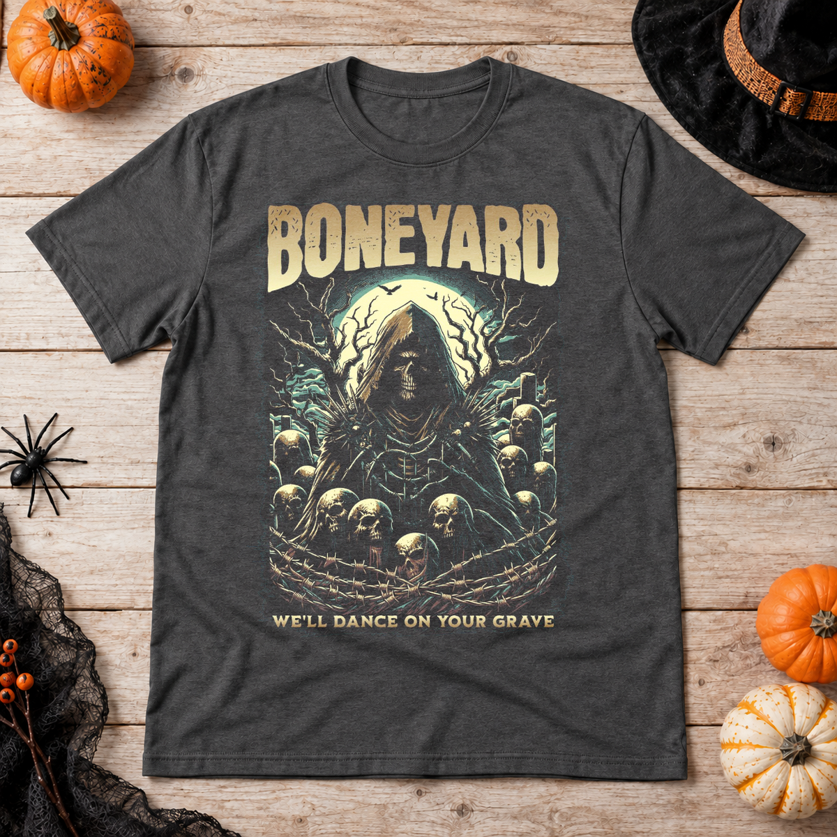 Boneyard T-Shirt – Dark Editorial Graphic Design Graphic Tee - Color: dark heather